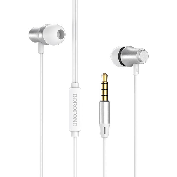 Casti audio in-ear Borofone BM29 Gratified cu microfon, Jack 3.5mm, argintiu