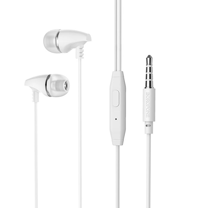 Casti audio in-ear Borofone BM25 Sound Edge cu microfon, Jack 3.5mm, alb