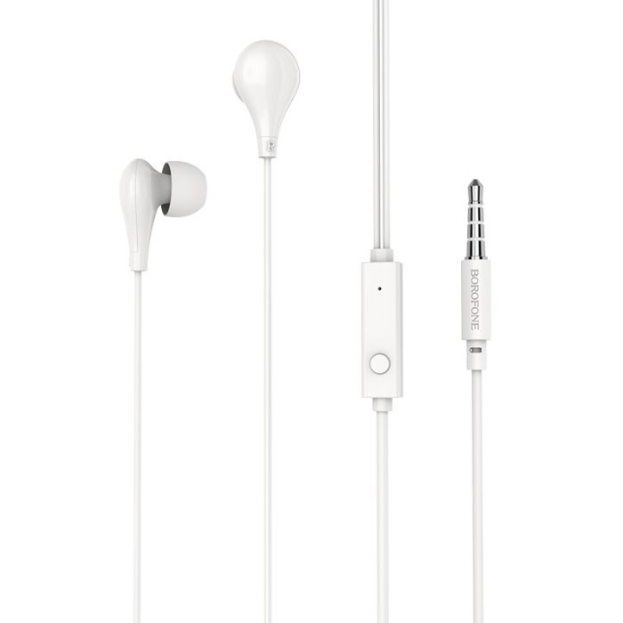 Casti audio in-ear Borofone BM24 Milo cu microfon, Jack 3.5mm, alb
