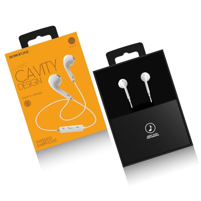 Casti audio in-ear, sport, Borofone BE22 Free Run, Bluetooth, alb