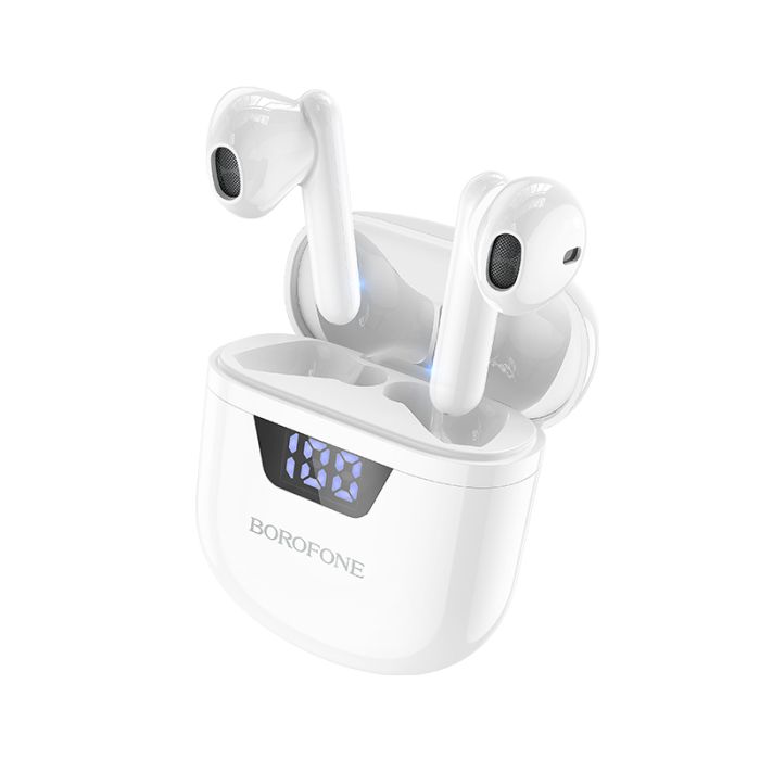 Casti audio in-ear, true wireless, Borofone BW05 Pure Tone, Bluetooth, alb