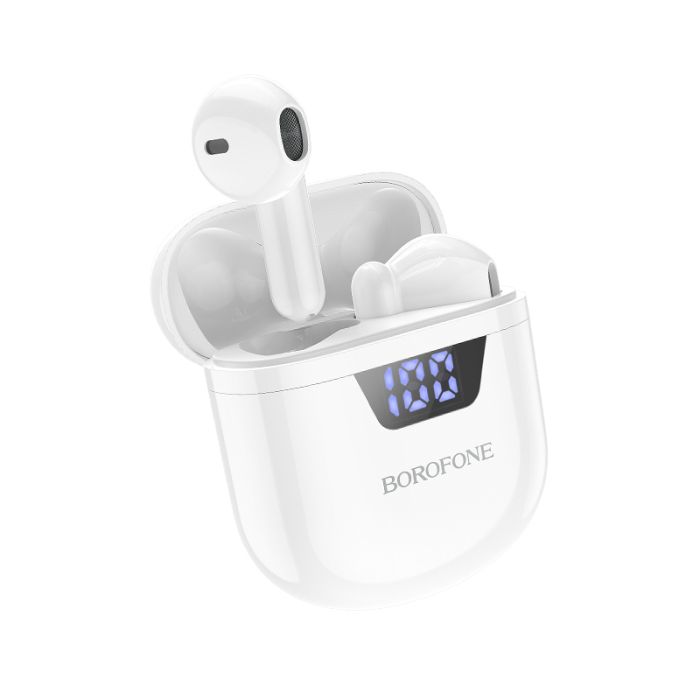 Casti audio in-ear, true wireless, Borofone BW05 Pure Tone, Bluetooth, alb