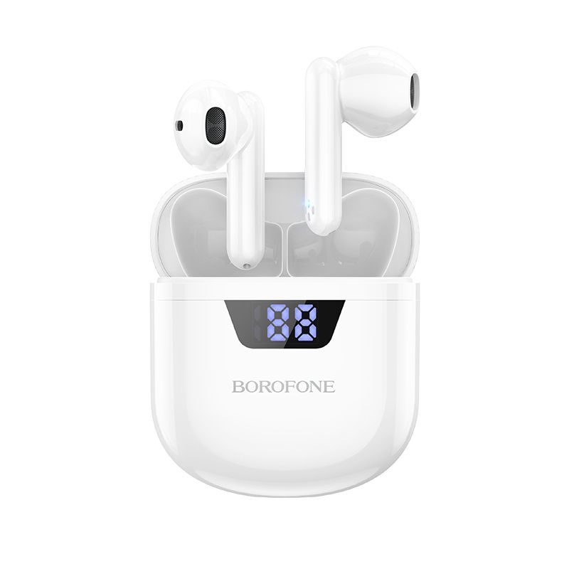 Casti audio in-ear, true wireless, Borofone BW05 Pure Tone, Bluetooth, alb