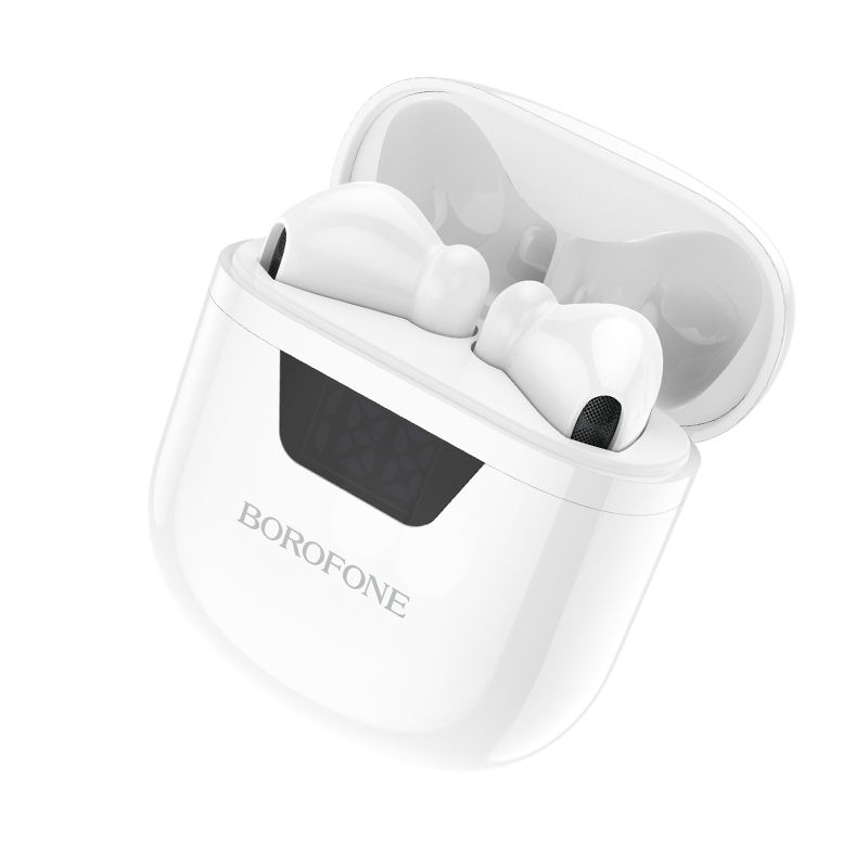Casti audio in-ear, true wireless, Borofone BW05 Pure Tone, Bluetooth, alb