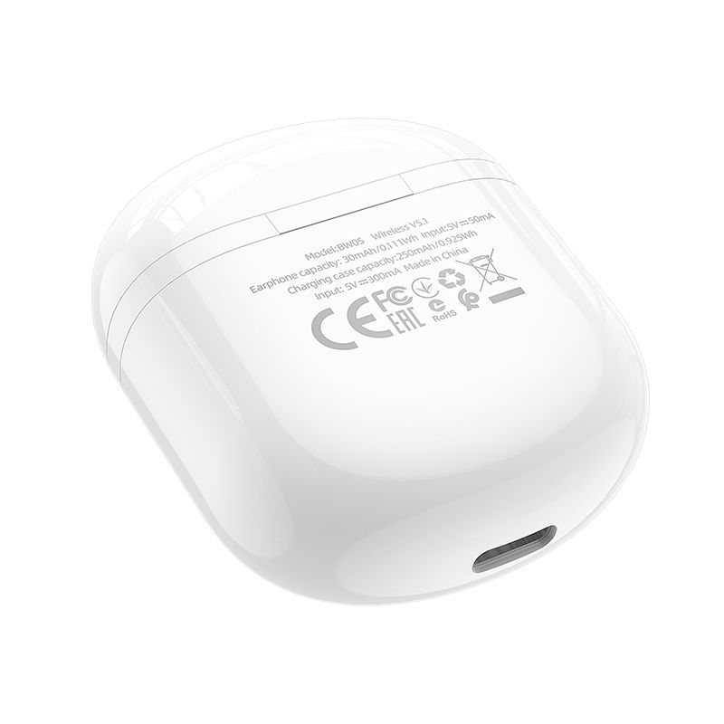 Casti audio in-ear, true wireless, Borofone BW05 Pure Tone, Bluetooth, alb
