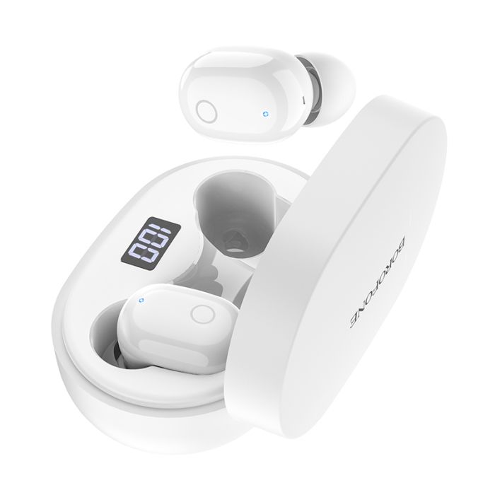 Casti audio in-ear, true wireless, Borofone BW06 Manner, Bluetooth, alb