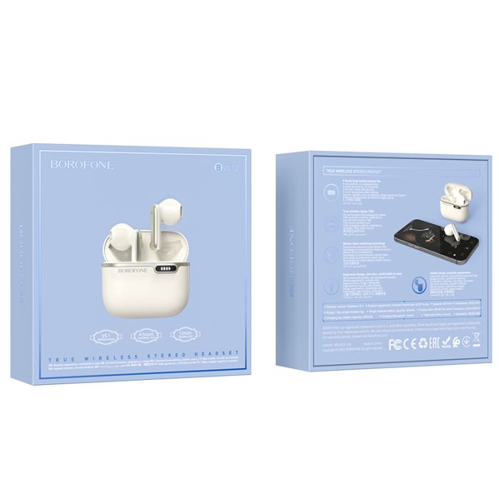Casti audio in-ear, true wireless, Borofone BW10 Magic Rhyme, Bluetooth, albastru