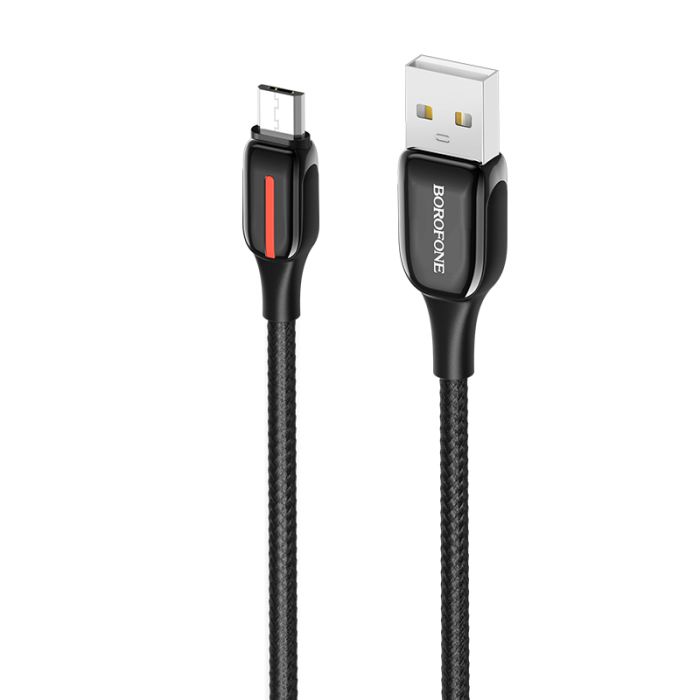 Cablu de date si incarcare Borofone BU14 Heroic USB la MicroUSB, 1.2 m, negru, impletitura textila