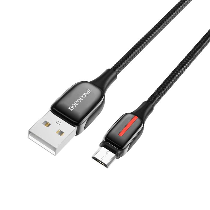 Cablu de date si incarcare Borofone BU14 Heroic USB la MicroUSB, 1.2 m, negru, impletitura textila