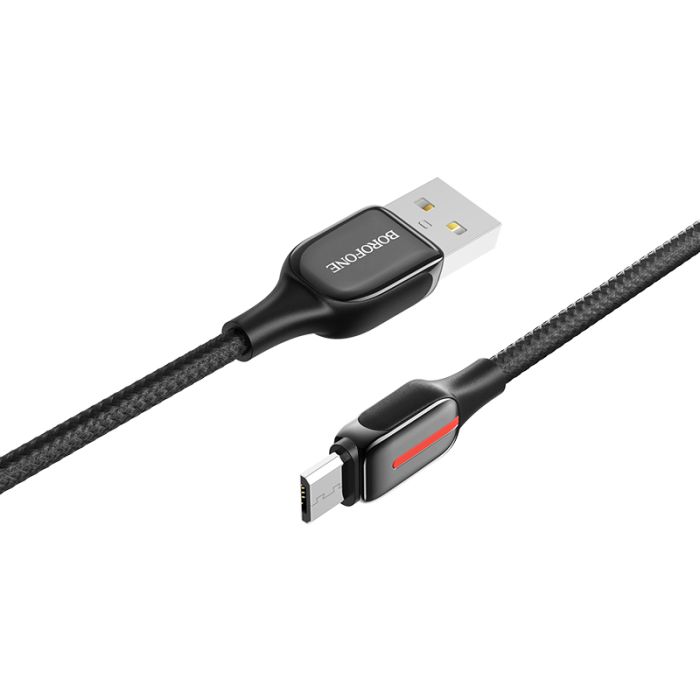 Cablu de date si incarcare Borofone BU14 Heroic USB la MicroUSB, 1.2 m, negru, impletitura textila
