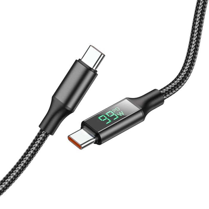 Cablu de date si incarcare Borofone BU32 Exclusive Type-C la Type-C, 1.2 m, negru, impletitura textila