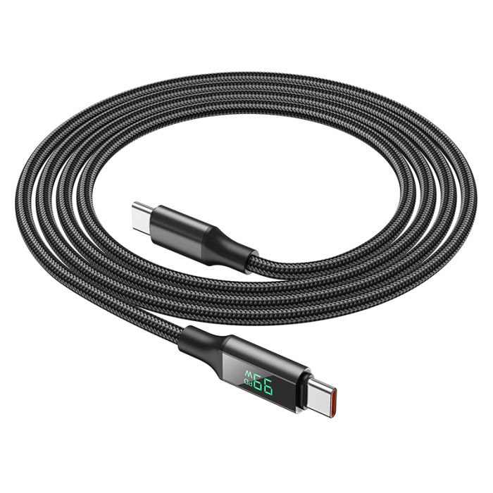 Cablu de date si incarcare Borofone BU32 Exclusive Type-C la Type-C, 1.2 m, negru, impletitura textila