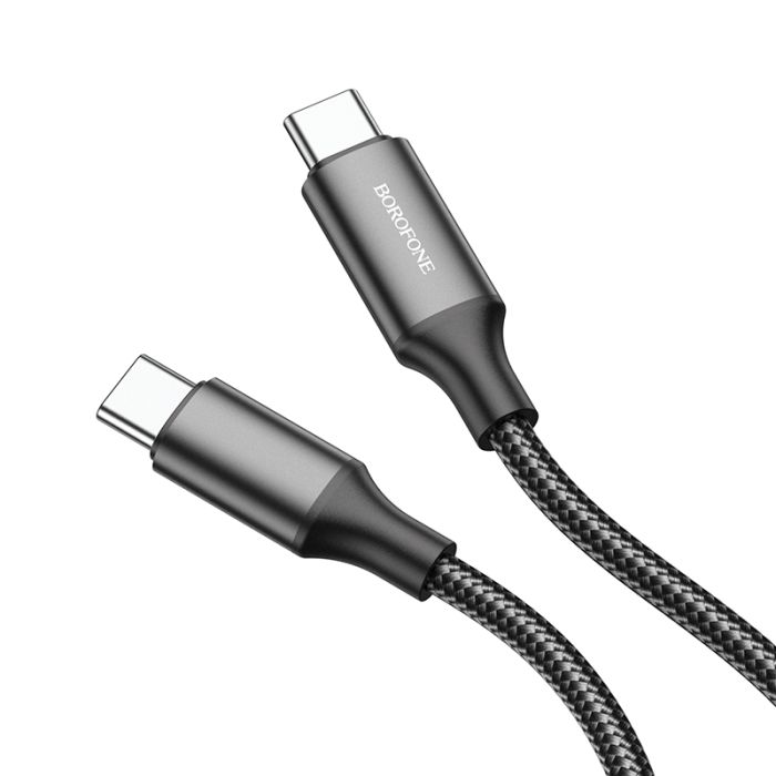 Cablu de date si incarcare Borofone BU32 Exclusive Type-C la Type-C, 1.2 m, negru, impletitura textila