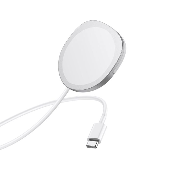Incarcator wireless pentru telefoane Borofone BQ12 Core Magnetic, 15W, argintiu, cablu 1 m