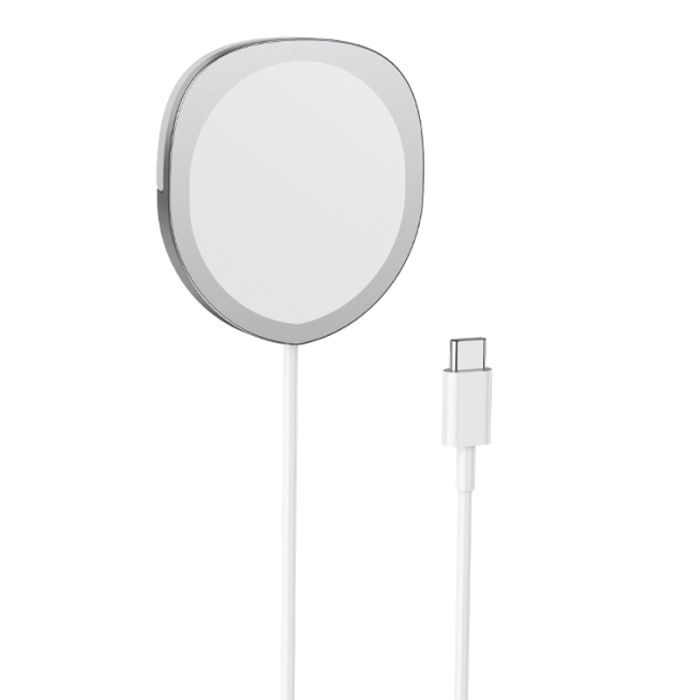 Incarcator wireless pentru telefoane Borofone BQ12 Core Magnetic, 15W, argintiu, cablu 1 m