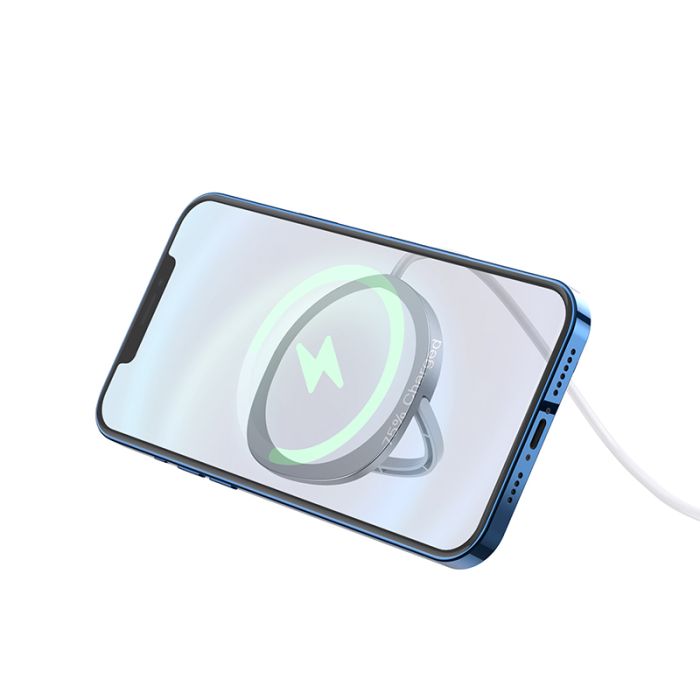 Incarcator wireless pentru telefoane Borofone BQ12 Core Magnetic, 15W, argintiu, cablu 1 m
