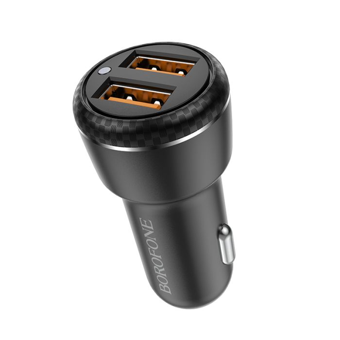 Incarcator auto pentru telefon Borofone BZ17 Core Dual USB, QC 3.0, 18W, negru