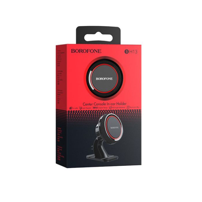 Suport telefon auto Borofone BH13 Journey Series Magnetic Negru, rotatie 360 grade, prindere de bord