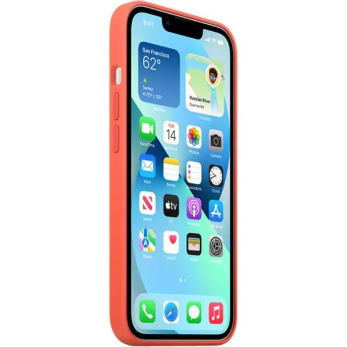 Husa telefon originala Apple iPhone 13 Silicon, MagSafe, Nectarine, portocaliu