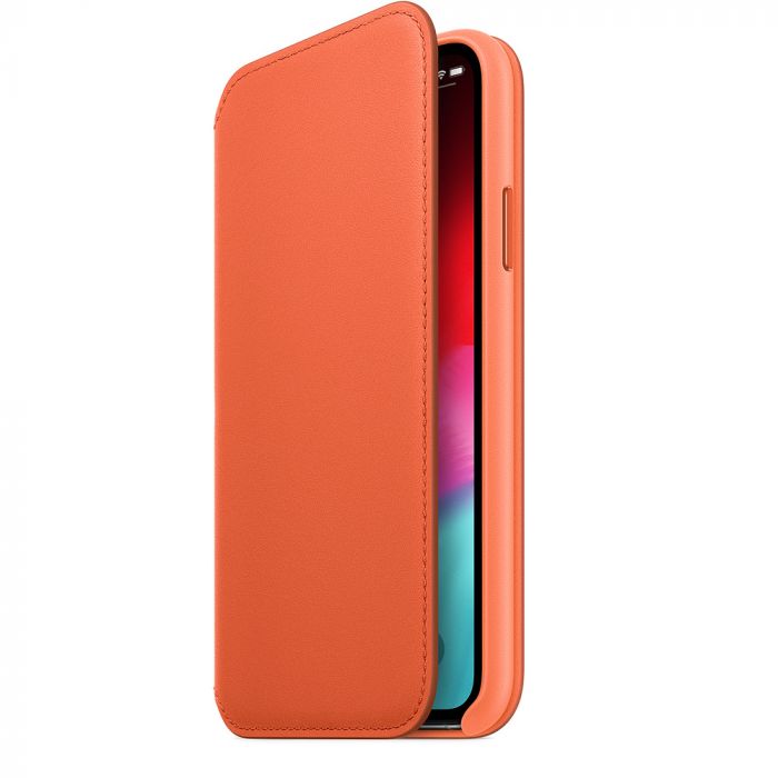 Husa telefon originala Apple iPhone X / XS Leather Folio Sunset, portocaliu