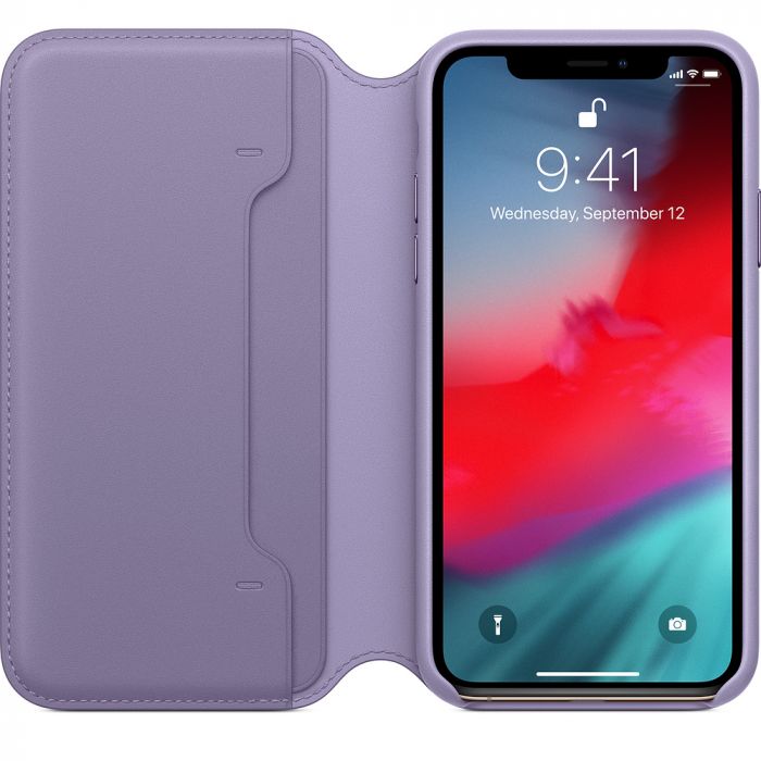 Husa telefon originala Apple iPhone X / XS Leather Folio Lilac, violet