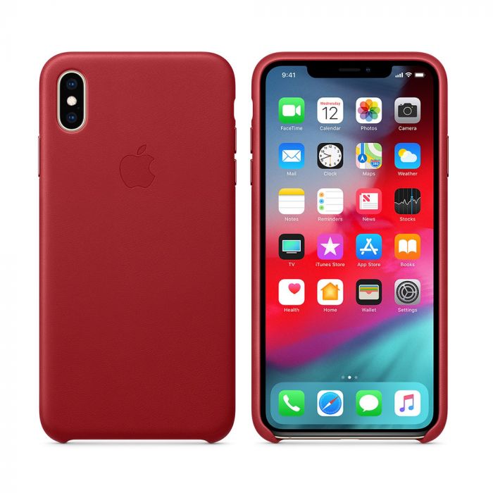 Husa telefon originala Apple iPhone XS Max, piele naturala, rosu