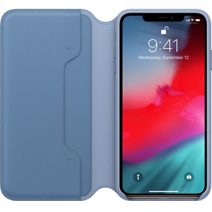 Husa telefon originala Apple iPhone XS Max Leather Folio Cornflower, albastru