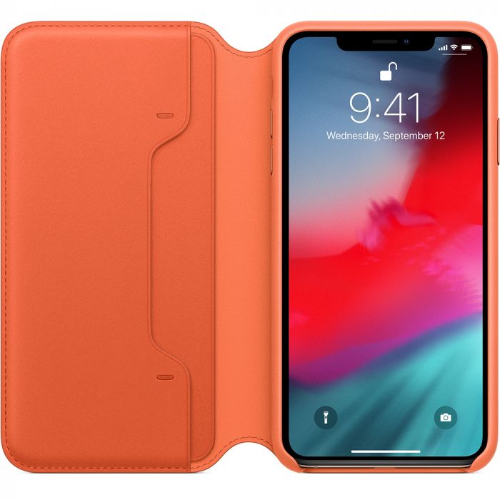 Husa telefon originala Apple iPhone XS Max Leather Folio Sunset, portocaliu