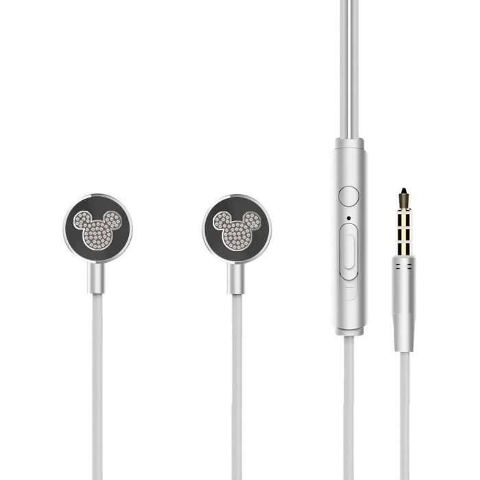 Casti audio in-ear Jack 3.5mm Disney Mickey Head Contour, argintiu, lungime 120 cm