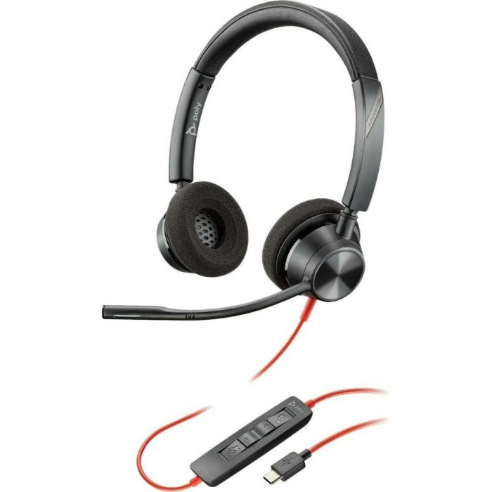 Casti audio on-ear Type-C Plantronics Stereo BlackWire 3220, BW3320, negru, microfon flexibil, binaural, cu fir