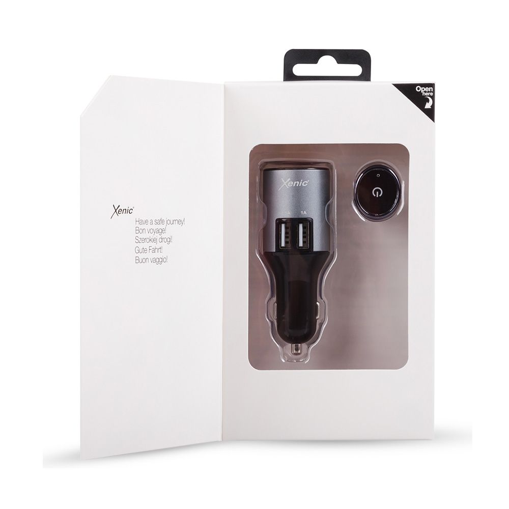 Casti audio bluetooth in-ear Xenic, negru, cu incarcator auto dual USB max 2.1A si slot magnetic pentru casca