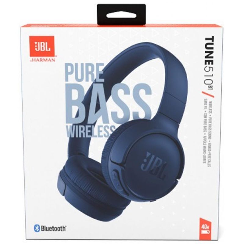 Casti audio bluetooth over-ear JBL Tune 510BT, albastru, incarcare USB Type-C