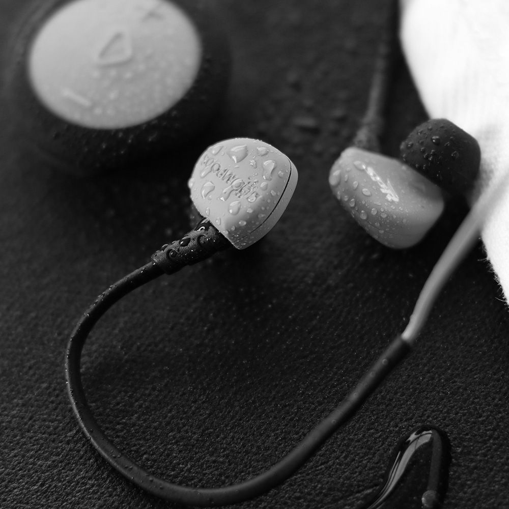 Casti audio sport in-ear, conexiune bluetooth, Boompods Sportpods Race, negru, controlul volumului, play/pause skip track, preluare/incheiere apeluri