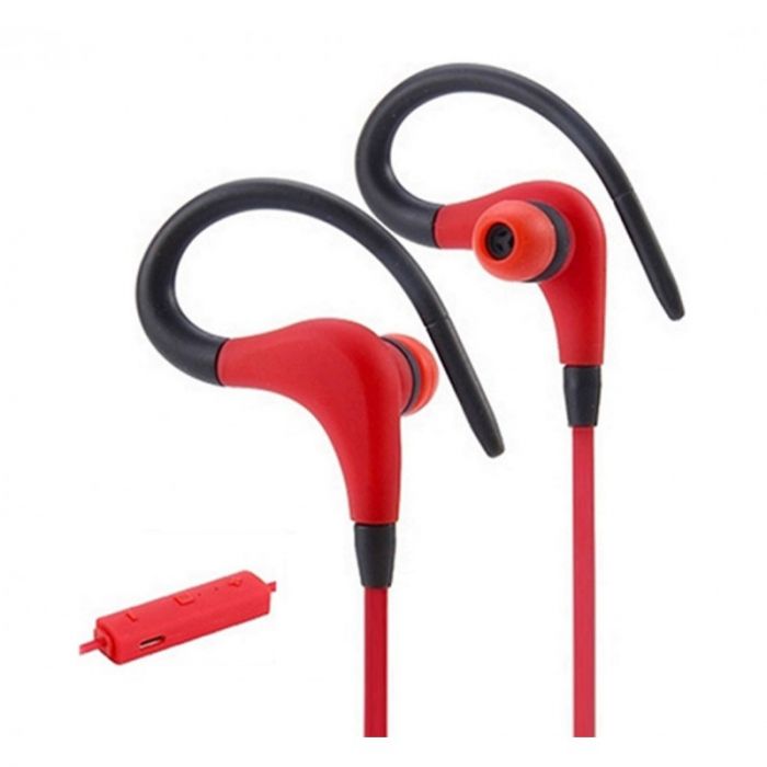 Casti audio sport in-ear, conexiune bluetooth, Vennus BT-1, rosu, rezistente la stropi de apa