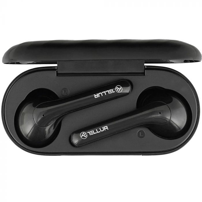 Casti audio bluetooth in-ear true-wireless Tellur Ambia, negru, rezistenta la apa si transpiratie IPX4