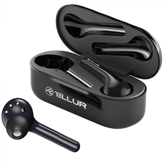 Casti audio bluetooth in-ear true-wireless Tellur Ambia, negru, rezistenta la apa si transpiratie IPX4
