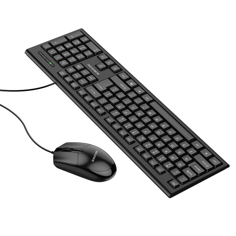 Set tastatura si mouse Borofone BG6 Business, conexiune USB, negru, lungime fir 1.5 m
