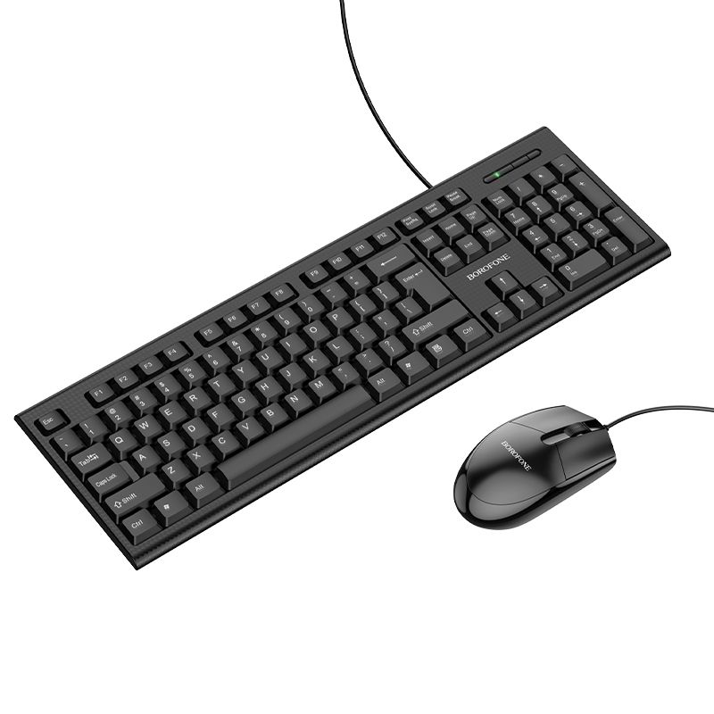 Set tastatura si mouse Borofone BG6 Business, conexiune USB, negru, lungime fir 1.5 m
