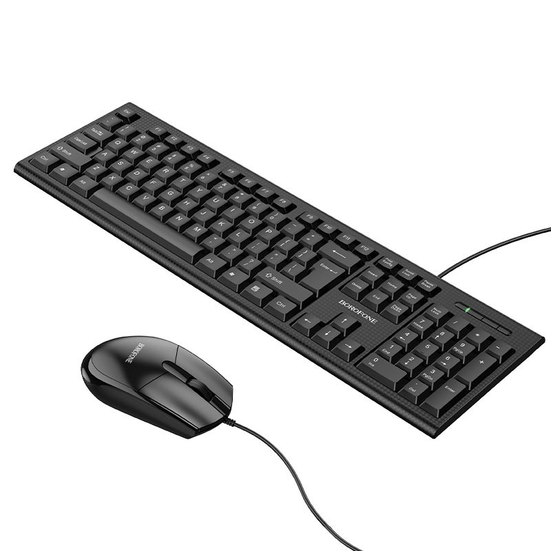Set tastatura si mouse Borofone BG6 Business, conexiune USB, negru, lungime fir 1.5 m