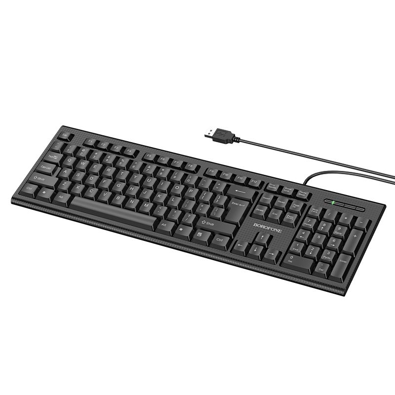 Set tastatura si mouse Borofone BG6 Business, conexiune USB, negru, lungime fir 1.5 m