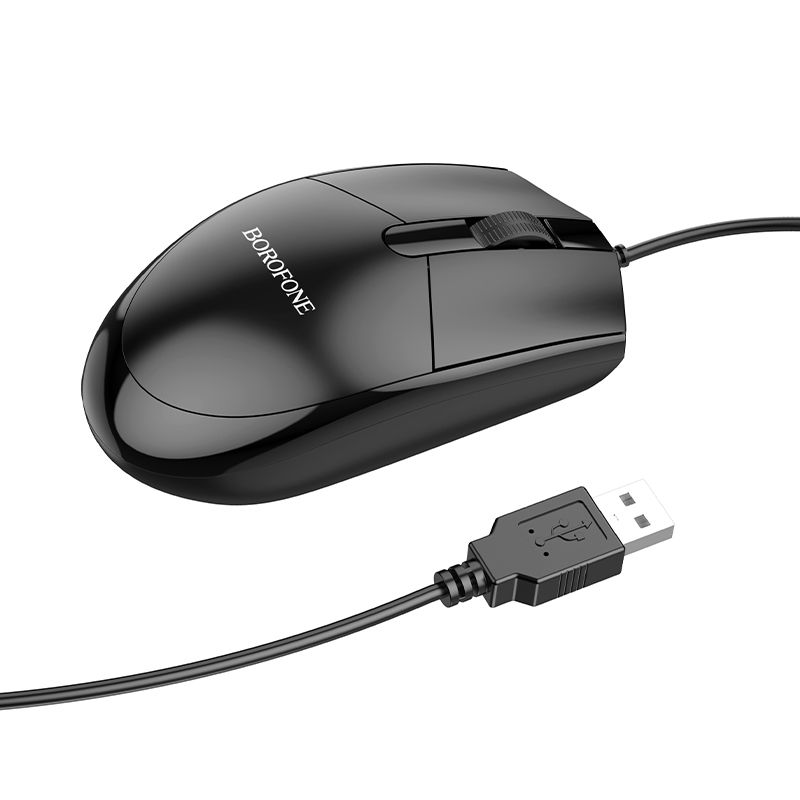 Set tastatura si mouse Borofone BG6 Business, conexiune USB, negru, lungime fir 1.5 m
