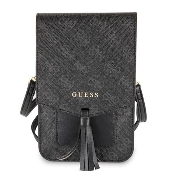 Geanta pentru telefon Guess 4G Collection, negru, curea detasabila, piele ecologica