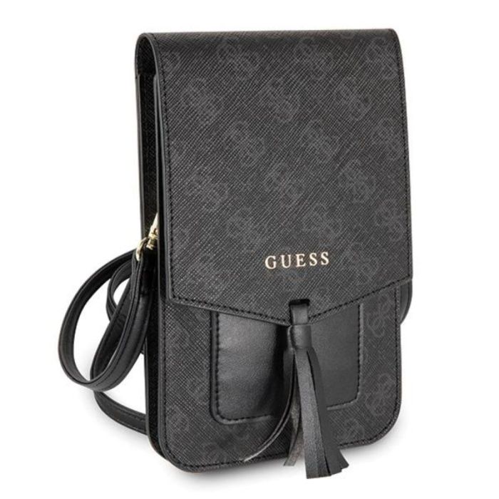 Geanta pentru telefon Guess 4G Collection, negru, curea detasabila, piele ecologica