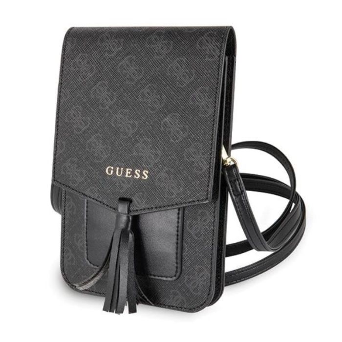 Geanta pentru telefon Guess 4G Collection, negru, curea detasabila, piele ecologica