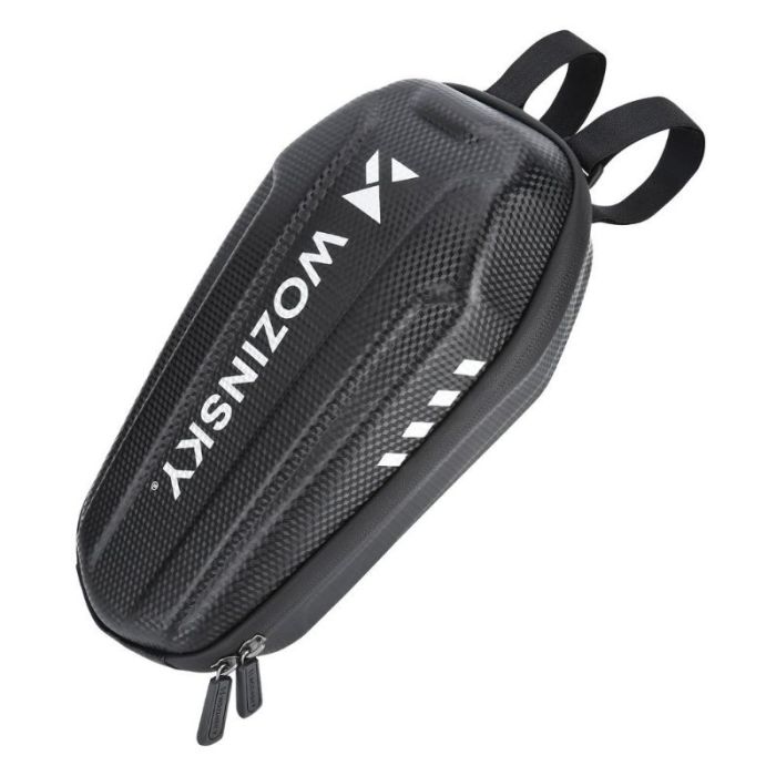 Geanta pentru trotineta electrica Wozinsky, impermeabila, negru, prindere de ghidon, volum 2 litri