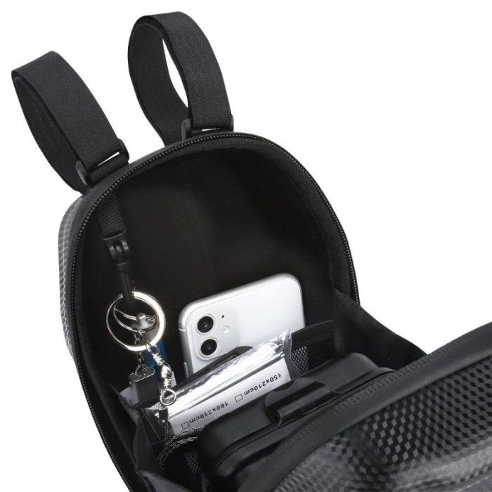 Geanta pentru trotineta electrica Wozinsky, impermeabila, negru, prindere de ghidon, volum 2 litri