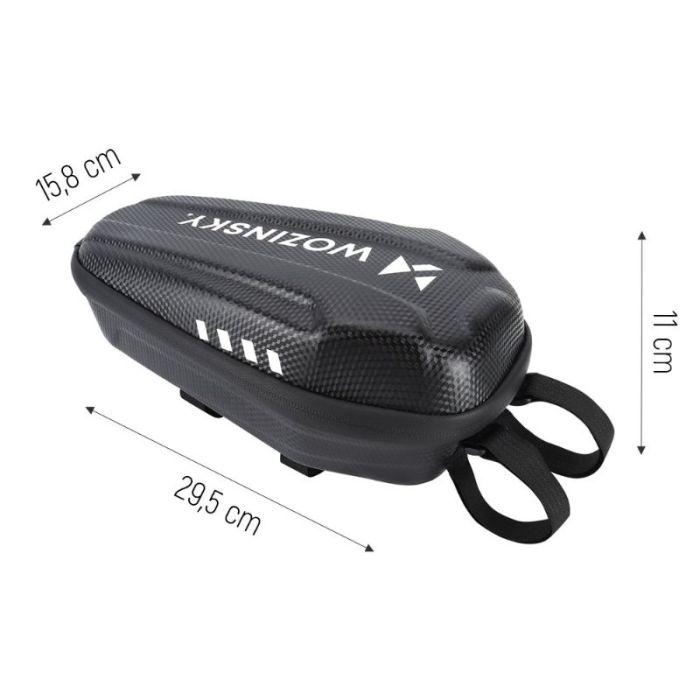 Geanta pentru trotineta electrica Wozinsky, impermeabila, negru, prindere de ghidon, volum 2 litri