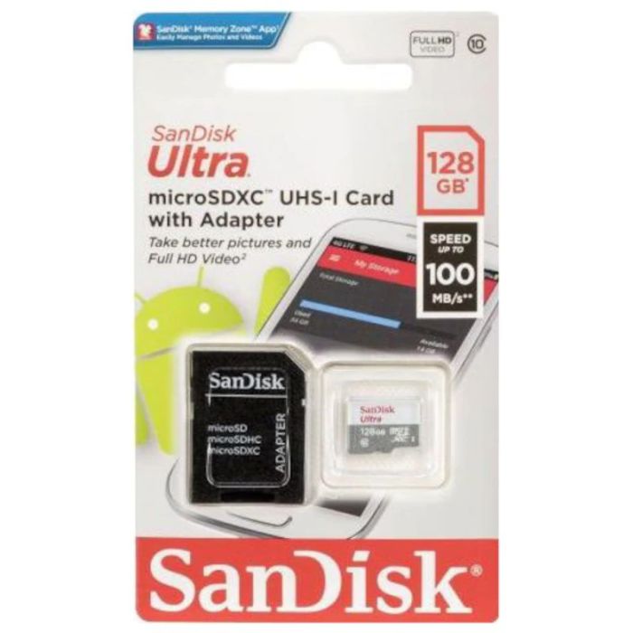 Card de memorie Sandisk Ultra MicroSDXC 128 GB Clasa 10 100MB/s, adaptor SD