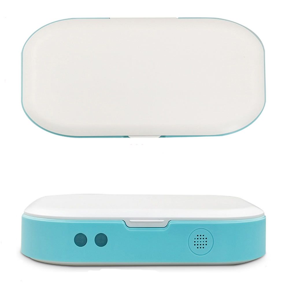 Sterilizator UV SM multifunctional, alb-albastru, cu functie de aromaterapie, 1 cablu MicroUSB