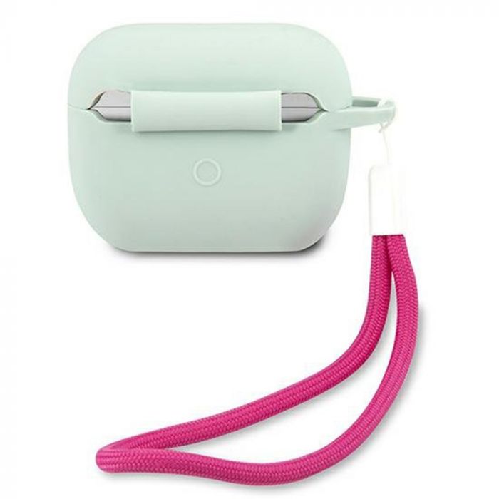 Husa cu breloc Guess Vintage, pentru Apple AirPods Pro, silicon, albastru-fuchsia